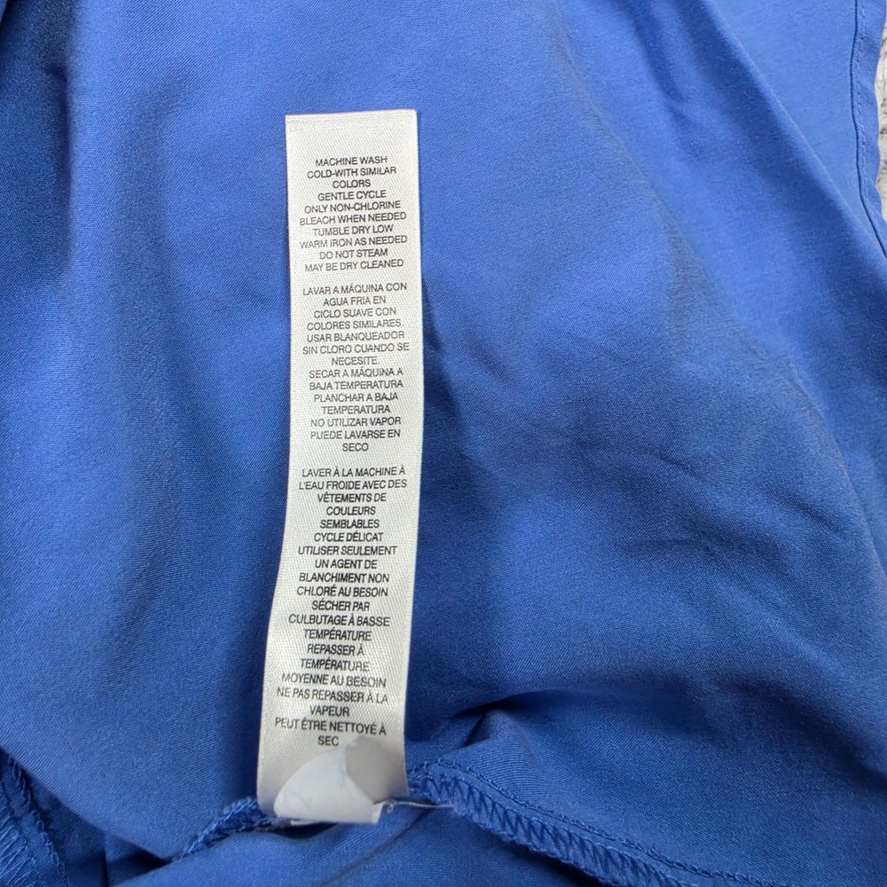 Chicos Button Up Shirt Womens Large Store 2 Blue Roll Tab Sleeve Work Office - Picture 8 of 11